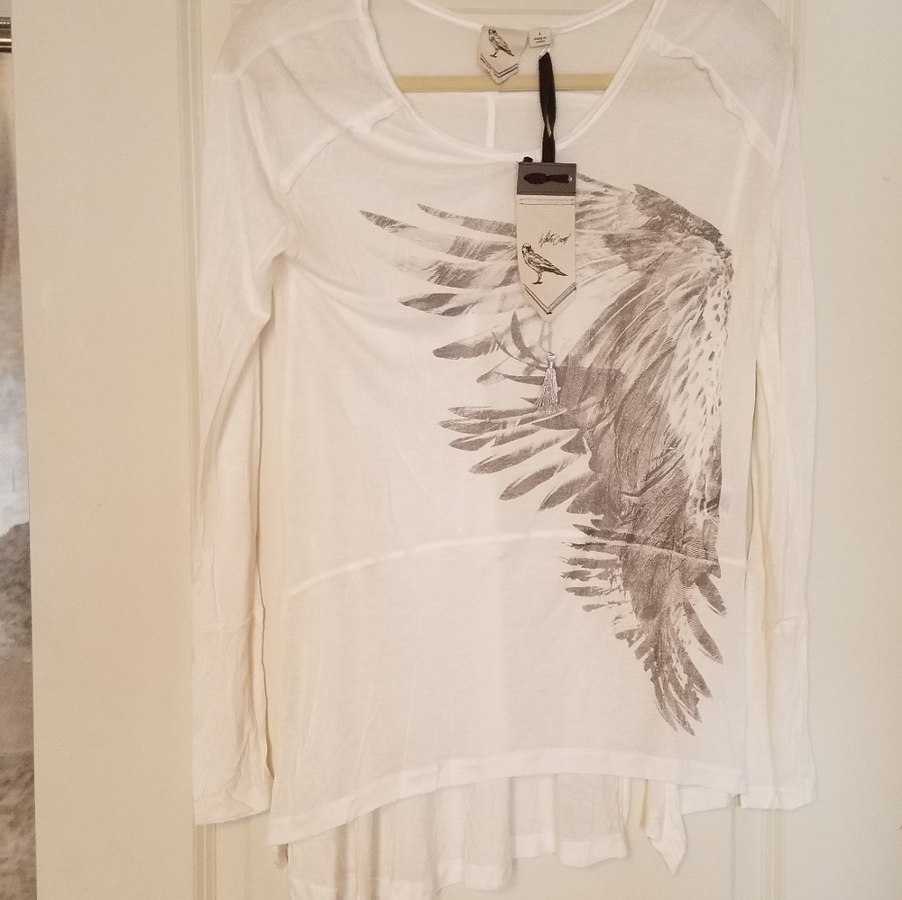 Beautiful print knit shear long sleeve top